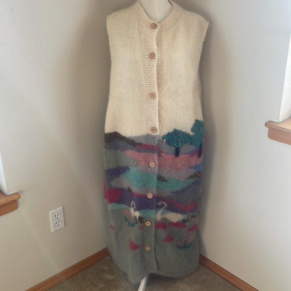 Susan Vale Floor Length Hand Knitted Sweater Mohair Pockets Lined Grandmacore - Picture 13 of 13